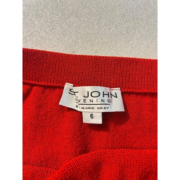 St. John Evening by Marie Gray Red Santana Knit Skirt With Ruffle Hemline size 6 - Picture 4 of 4